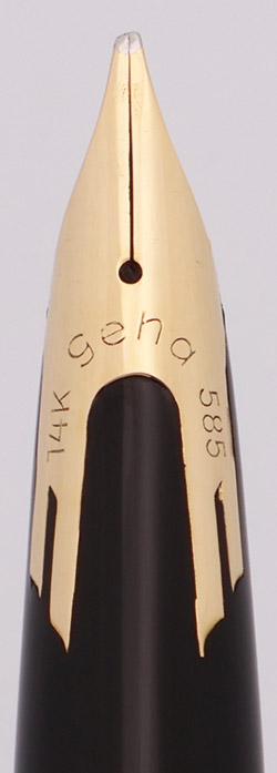Geha 725 Goldschwinge Fountain Pen - Black Plastic w GT, 14k Left
